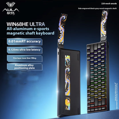 Teclados Win60 Win68 Aula com Teclas Magnéticas 8K, Teclado Mecânico para Jogos, Teclado com Fio para Esports com Luz RGB e Hot-Swap para PC Gamer (Presente)