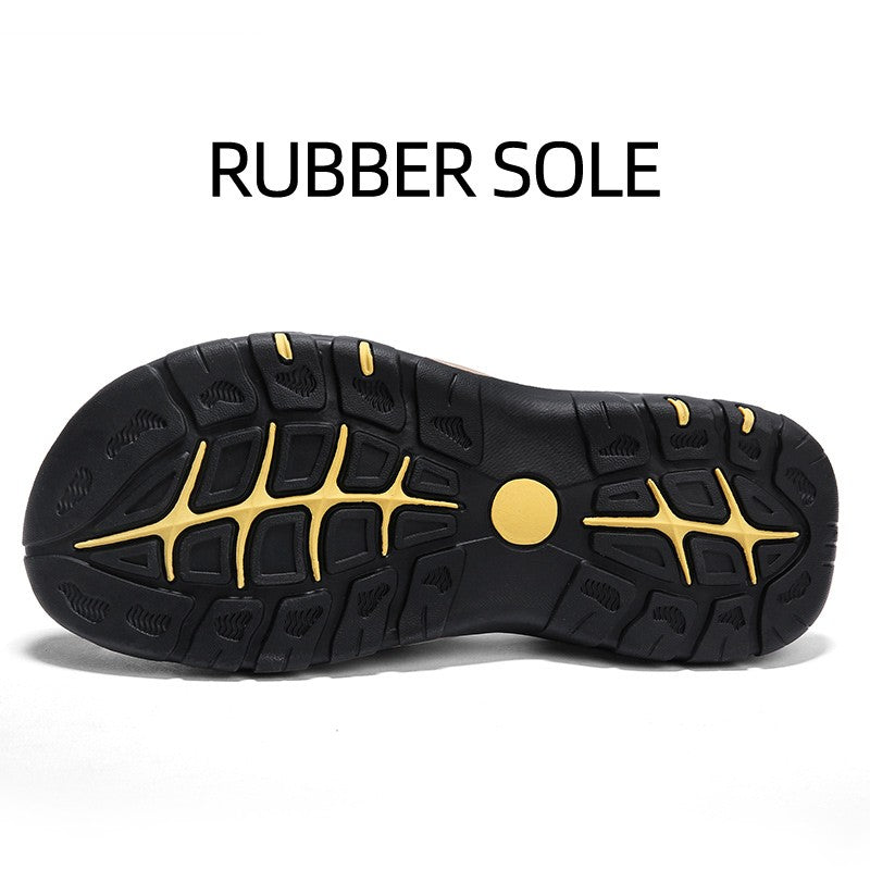 Fashion Men Genuine Leather Shoes 2025 Summer Non Slip Outdoor Water Walking Hiking Trekking Shoes Comfortable Casual Sneakers