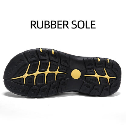 Fashion Men Genuine Leather Shoes 2025 Summer Non Slip Outdoor Water Walking Hiking Trekking Shoes Comfortable Casual Sneakers