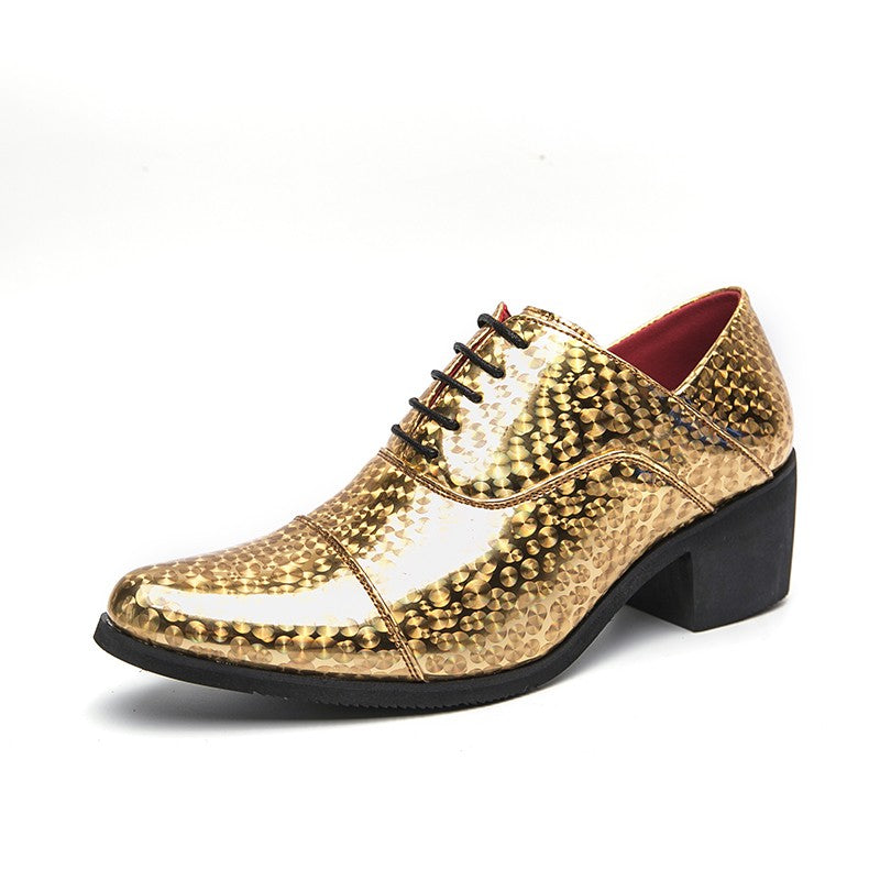 New pointed high-heeled shoes for men to increase business dress office men's shoes groom wedding wedding shoes