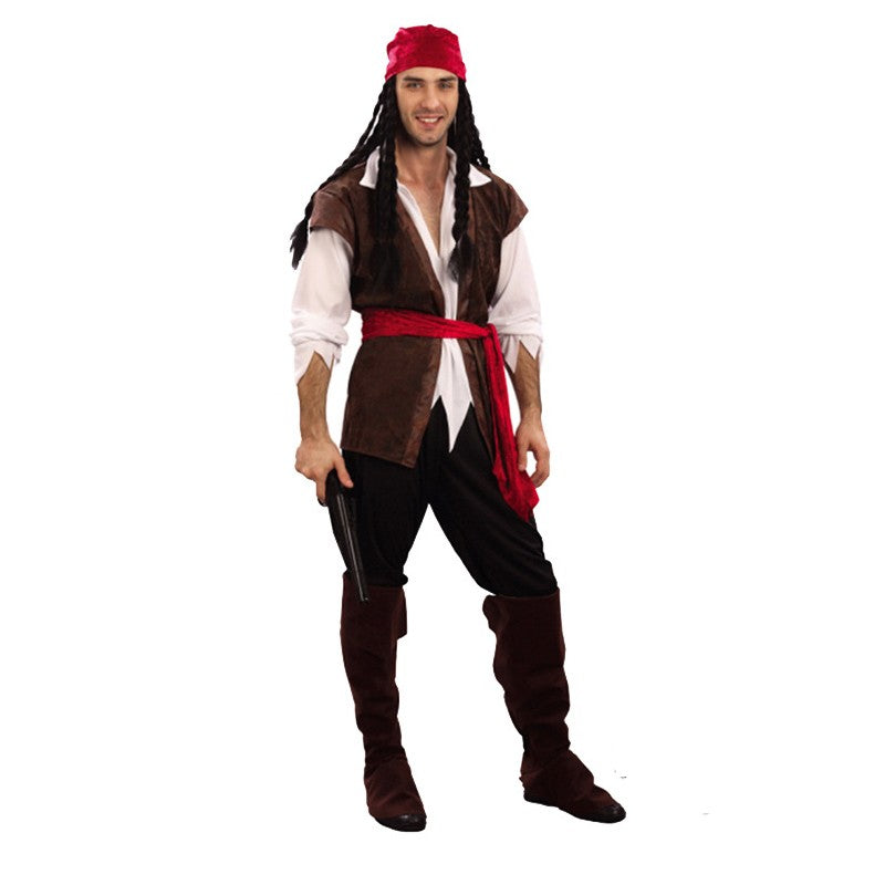 Men Women Female Caribbean Pirates Captain Costume Halloween Cosplay Suit Woman Gothic Medoeval Fancy Dress