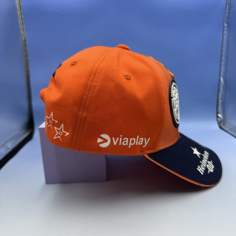 Verstappen Red Bull racing cap with orange curved brim RedBull baseball cap for summer shade breathable and adjustable sun hat