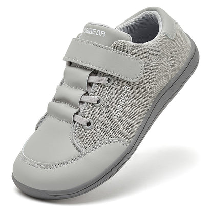 HOBIBEAR Kids Wide Toe Barefoot Shoes Boys Girls  Minimalist Sneakers Lightweight Hook Loop Mesh Artificial Leather Shoes