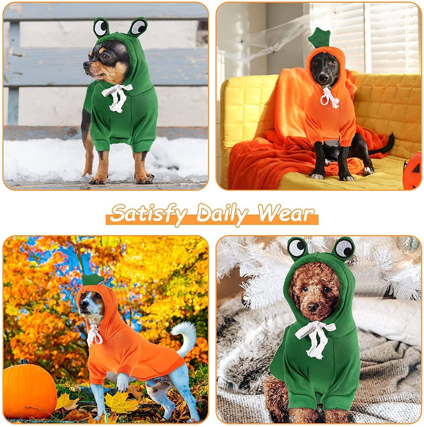 Roupas para Pets Cachorros Moletom com Capuz Fruta Casaco Quente Gato Suéter Fantasia de Inverno para Filhotes Cães de Pequeno Médio Grande Porte e Gatos
