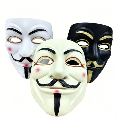 2Pcs Thickened Matte Hard Plastic Party Mask For Man Women Strap Retro Smiling Face Design Halloween Cosplay Masquerade