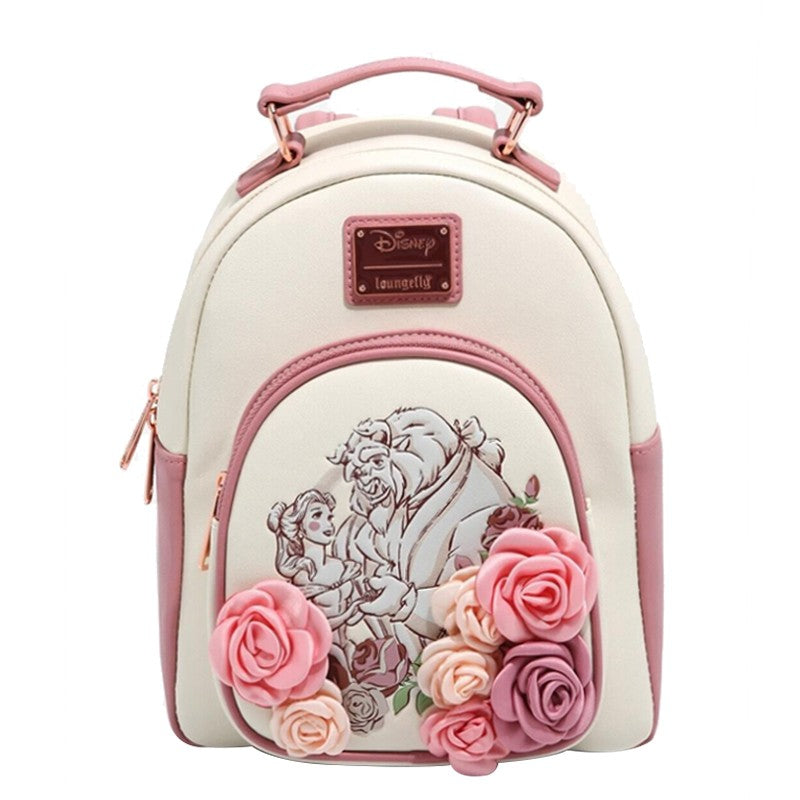 Bolsa Mini Mochila Loungefly A Bela e a Fera Série Princesas Cogsworth ?Lumiere Chip? Cosplay