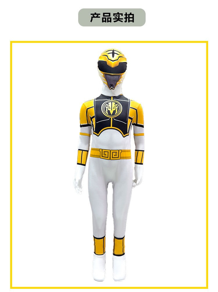Dinosaur Warrior White Costume Suit Superhero Cosplay Clothes Role-play Jumpsuit Stage Performance Outfit Birthday Gift