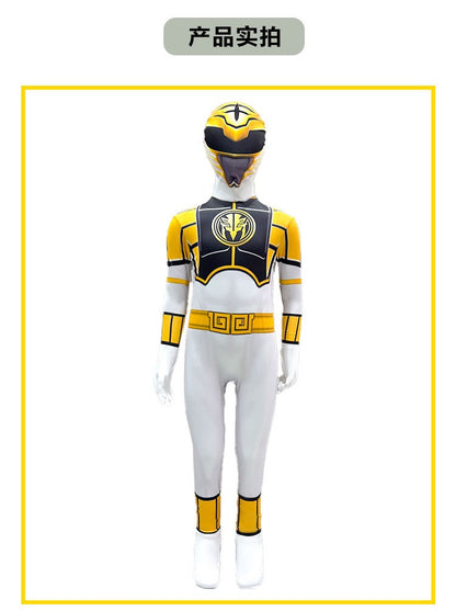 Dinosaur Warrior White Costume Suit Superhero Cosplay Clothes Role-play Jumpsuit Stage Performance Outfit Birthday Gift