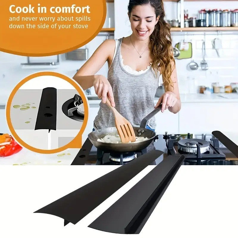 Stove Counter Gap Cover Kitchen Silicone Heat Resistant Mat Gas Stove Protector Slit Cleaning Pad Oil Dust Seal Cooker Cover 1pc