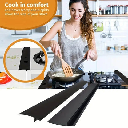 Stove Counter Gap Cover Kitchen Silicone Heat Resistant Mat Gas Stove Protector Slit Cleaning Pad Oil Dust Seal Cooker Cover 1pc