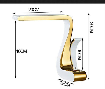 White Gold Mixer Tap Brass Wash Basin Hot And Cold Water Sink Retro Single Hole Faucet Bathroom