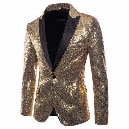 Trendy Sequin Men'S Sequin Jackets Charm One Button Stage Performance Red Sliver Black Blazers Coat Male Glitters Formal Suit