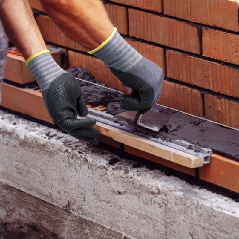 1/2/3 Pares Luvas de Trabalho de Segurança com Pontos Antiderrapantes Revestidas de Nitrilo Luvas de Nylon de Malha Contínua Duráveis para Homens Construção Industrial