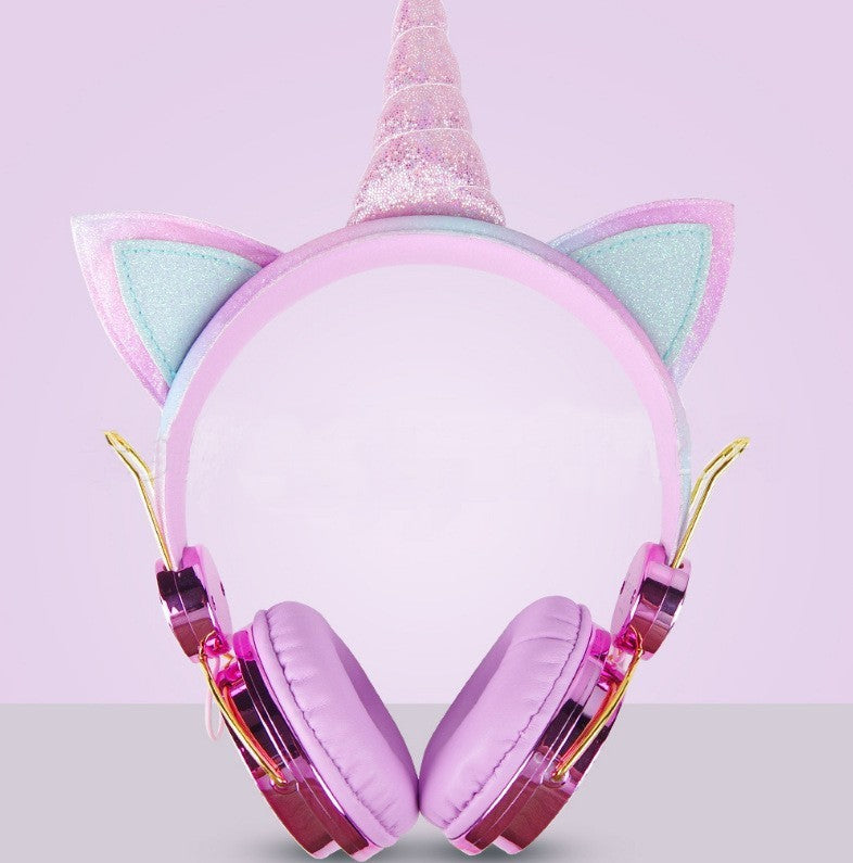 Unicorn Kids Pink Headphones for Girls Children Teens Wired Headset w/Microphonefor School Birthday Xmas Unicorn Gift