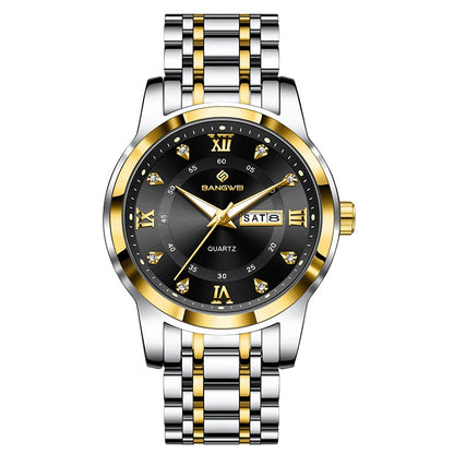 LIGE Brand BANGWEI Quartz Man Watch Fashion Stainless Steel Band Business Luxury Diamond Waterproof Calendar Watches for Men+Box