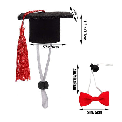 Chapéu de Formatura Pequeno Animal Mini Chapéu de Bacharel com Borla Boné de Estimação Fofo Gravata Borboleta para Gatinho Hamster Acessório de Fantasia para Fotos