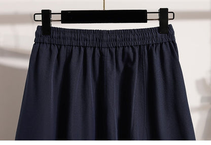 Korean Style Casual Versatile Long Skirt Plus Size Skirts Women 2025 Autumn New Fashionable High Elastic Waist A Line Skirt