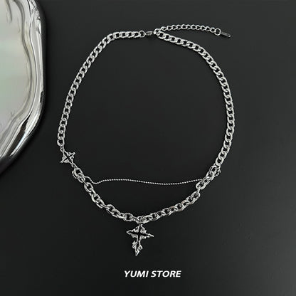 Colar Cruz Chamas Pretas Punk Masculino Feminino Tendência Aço Titânio Corrente Suéter Pingente Joias Hip Hop Acessórios Kpop Irados