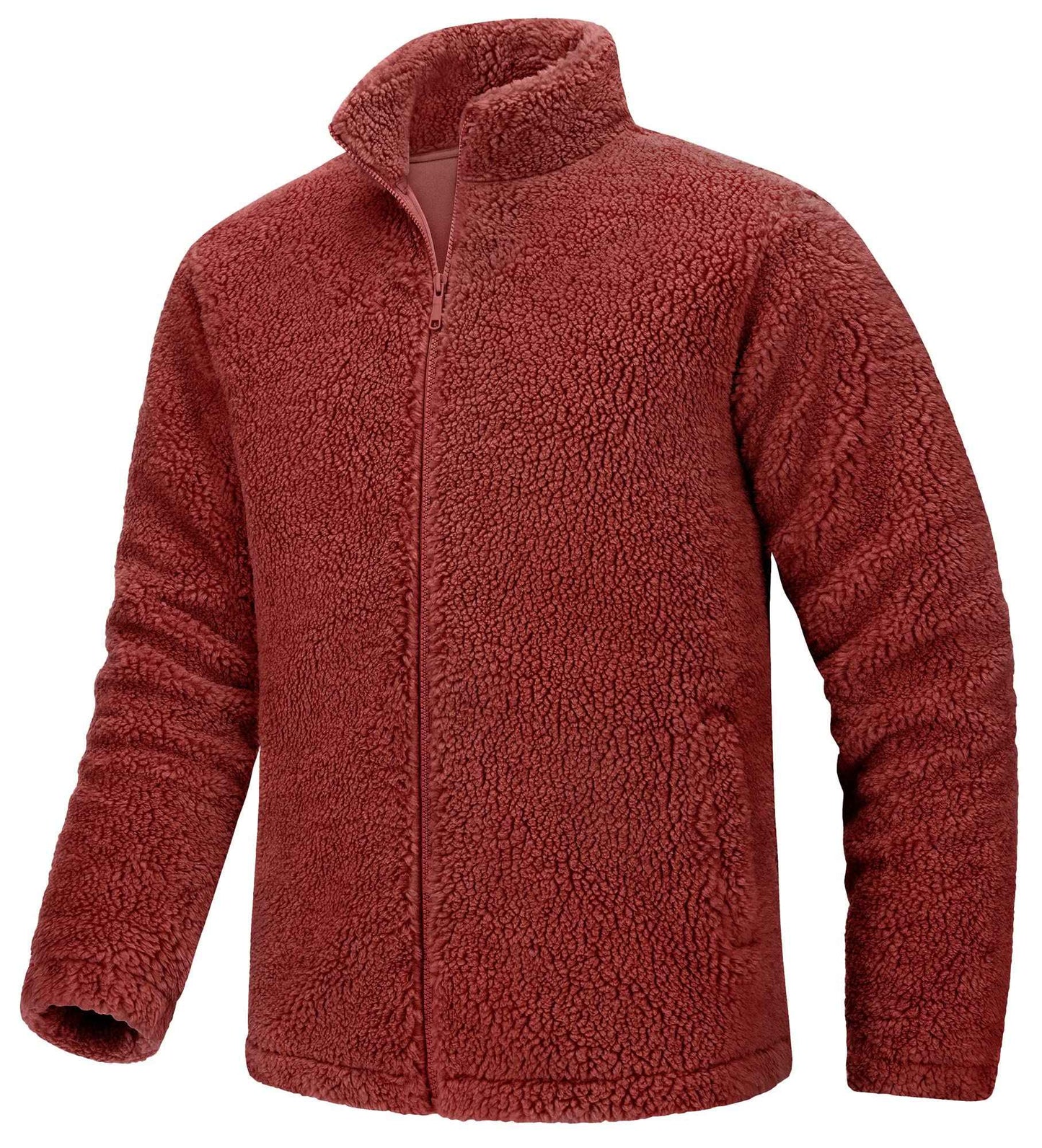 TACVASEN Winter Full Zip Up Warm Fleece Jackets Mens Fuzzy Sherpa Jacket Thicken Thermal Outdoor Fluffy Coat Zip Pocket Outwear