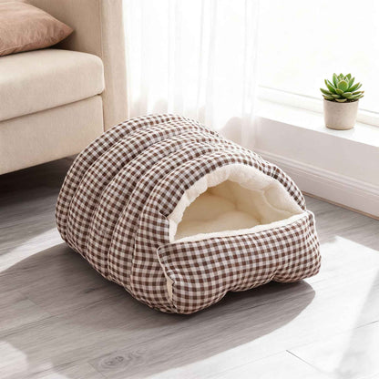 Casa de Inverno Quente e Fechada para Cães, Semiaberta, Tapete para Animais de Estimação Removível e Lavável, Sensação de Cama para Animais de Estimação para Cães e Gatos