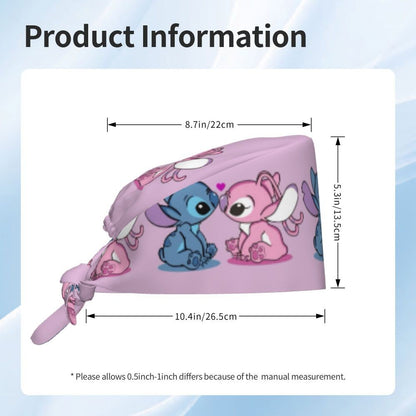 Custom Retro Cartoon Cleaning Working Cap Comfortable  Stitch Ohana Scrub Cap Surgicals Hat Nurse Scrubs Hat For Dentist