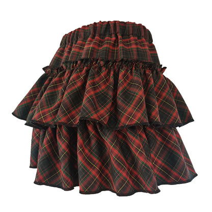 High Waist Slim Lolita Cosplay Y2k Skirt Japanese College Style Youth Girl Plaid Skirt Female Goth Skirt Pink Skirt