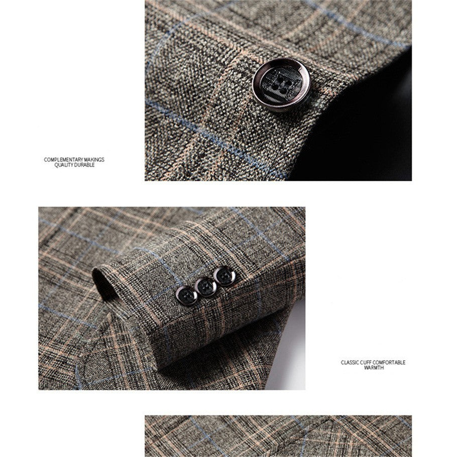 FGKKS New Spring Autumn Blazers Men Slim Fit British Plaid Formal Suit Jacket Party Wedding Business Casual Blazers Male