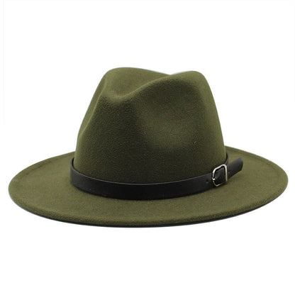 Men's fedora hat Men's and women's universal solid color fedora hat Women's 21 color wide brim jazz hat Autumn and winter Britis