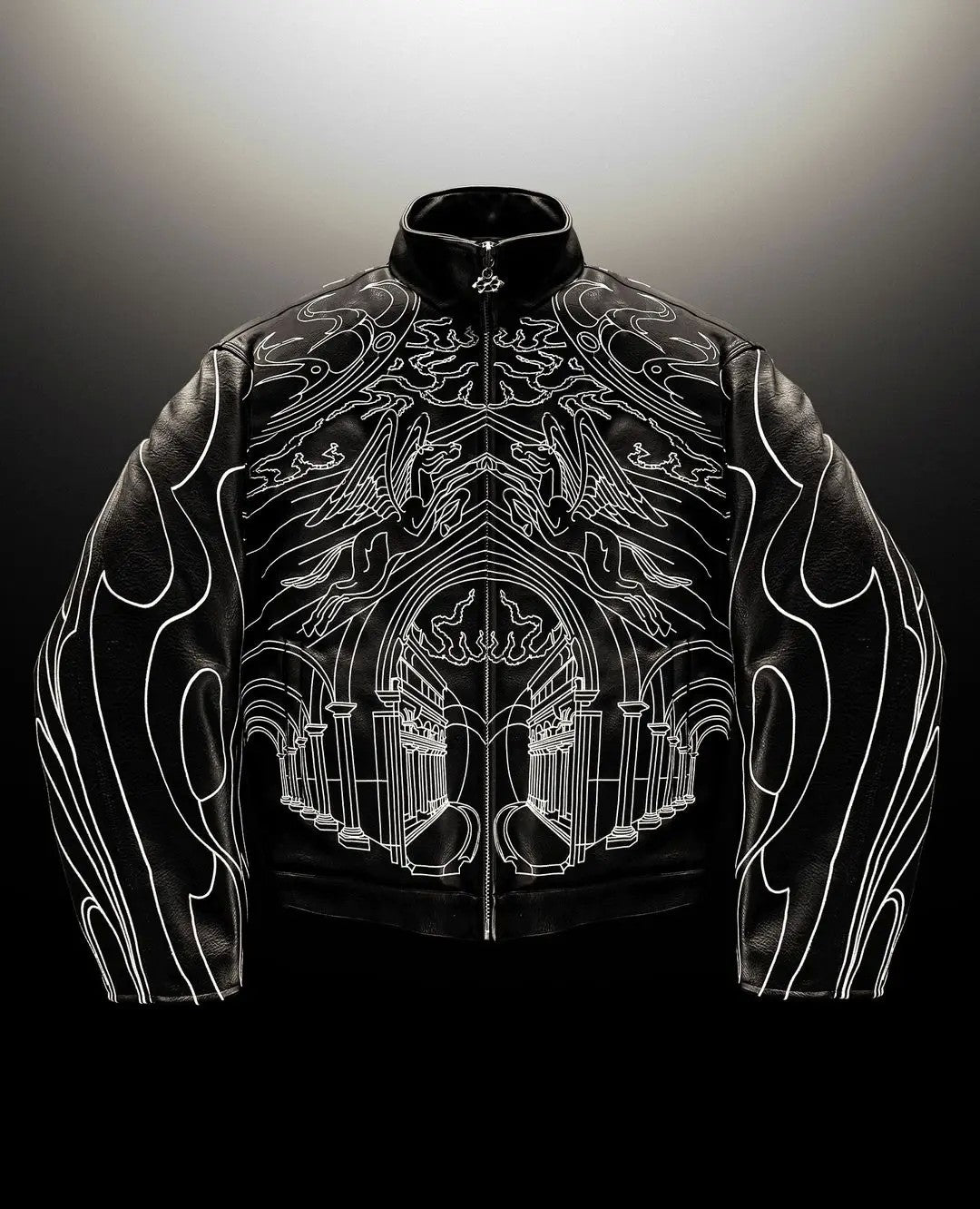 Retro Black Leather Jacket Oversized Loose Thickened Y2k Zipper Jacket Hip Hop Goth Rock Men and Women Coats Jackets Streetwear