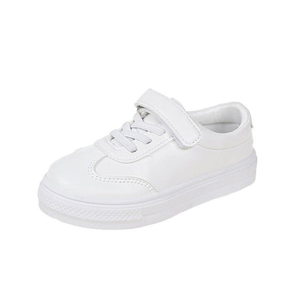 Children Casual Shoes White Pu Leather Plain Design School Kids Sneakers Unisex All-match 26-36 Four Seasons Boys Girls Shoes