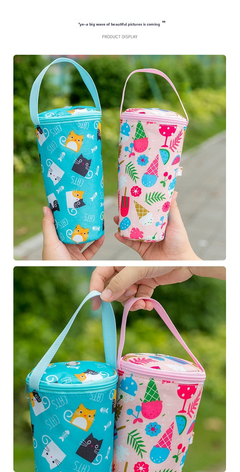 Baby Milk Bottle Insulation Bags Cartoon Portable Waterproof Feeding Bottle Thermal Bag Milk Warmer Cooler Stroller Hang Bags