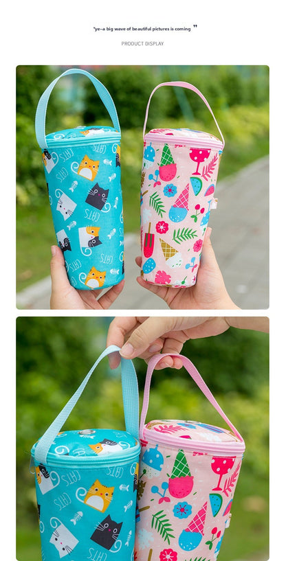 Baby Milk Bottle Insulation Bags Cartoon Portable Waterproof Feeding Bottle Thermal Bag Milk Warmer Cooler Stroller Hang Bags
