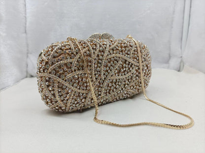XIYUAN Women Burgundy Stones Evening Bags Crystal Clutch Wedding Party Rhinestone Handbags Bridal Floral Minaudiere Purses Green