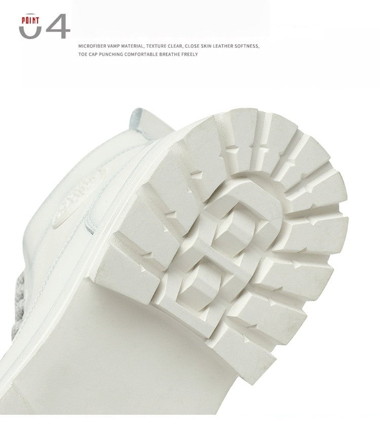 New winter men's shoes rain boots motorcycle leather shoes plush warm outdoor leisure high-top lace-up women's boots