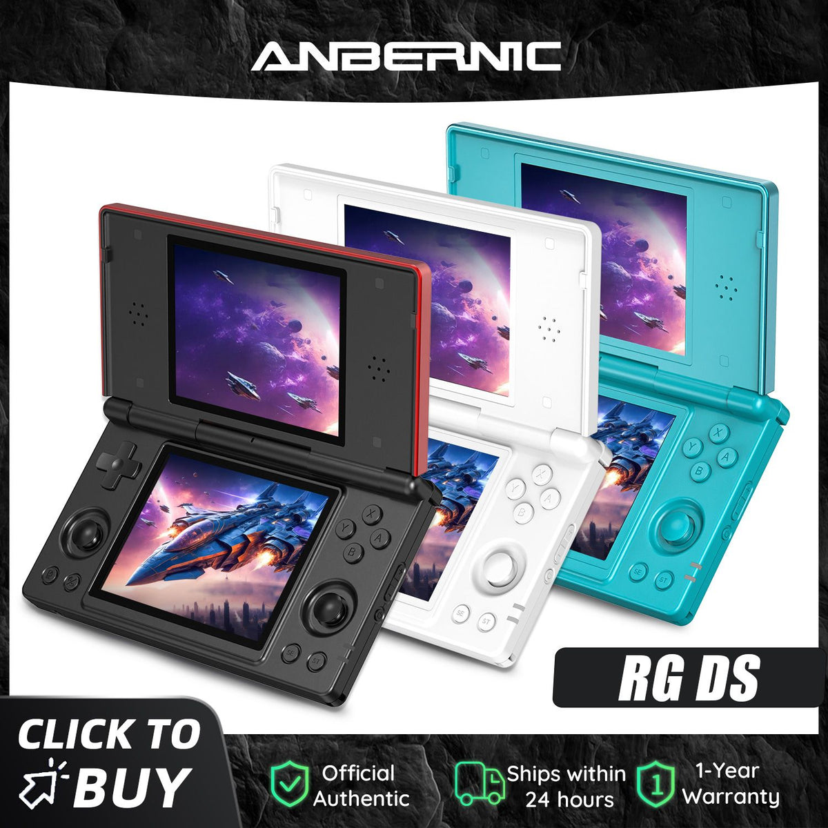 Anbernic RG DS Retro Video Game Console 4 Inch IPS Dual Multi-touch Screen Android 14 Flip Game Player RGDS For Christmas Gift