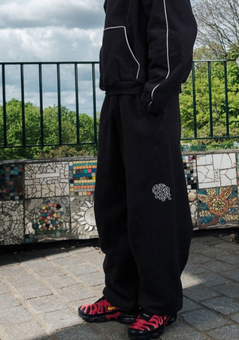 Calções casuais de hip-hop retrô estilo europeu e americano, calças esportivas com logo de marca bordado, unissex, folgadas, perna larga