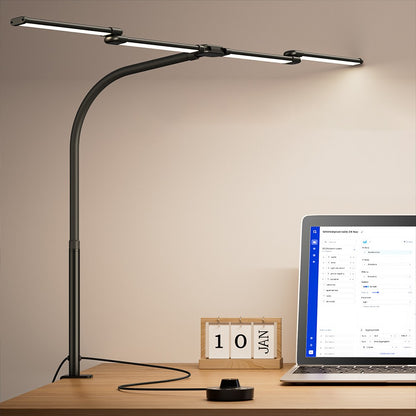Led Desk Lamp with Clamp Architect Desk Lamp for Home Office 24W Ultra Bright Auto Dimming PC Light Stepless Dimming Table Light