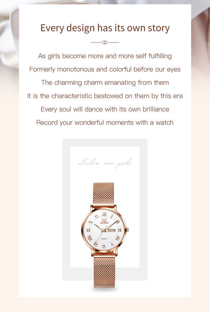 OLEVS 2920 Women's Watch Top Quality Stainless Steel Waterproof Double Calendar Quartz Watch Classic Fashion Luxury Women Watch