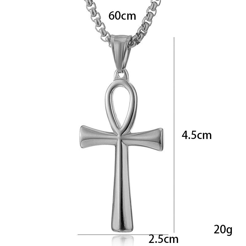 Colar de Aço Inoxidável Egípcio Ankh Para Homens Mulheres Cruz Pingente Corrente Moda Acessórios de Joias Impermeáveis