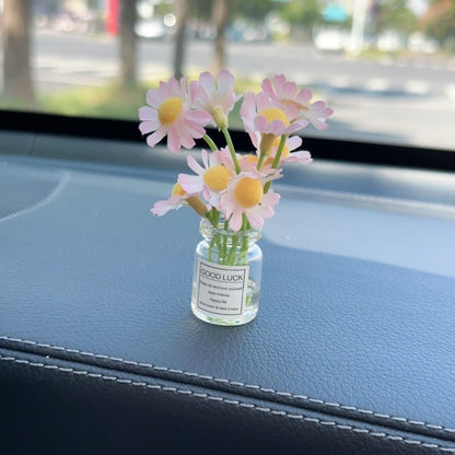 White Simulated Flower Vase Car Center Console Decoration Mini Vase Pink Purple Blue Yellow Simulated Flower Decoration