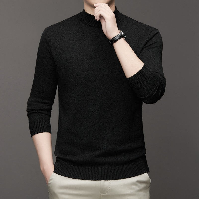 Half Turtleneck Knitwear Sweater New Autumn/Winter Mock Neck Sweatshirts Solid Color Pullovers Man Brand Casual Mens Clothing