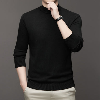 Half Turtleneck Knitwear Sweater New Autumn/Winter Mock Neck Sweatshirts Solid Color Pullovers Man Brand Casual Mens Clothing