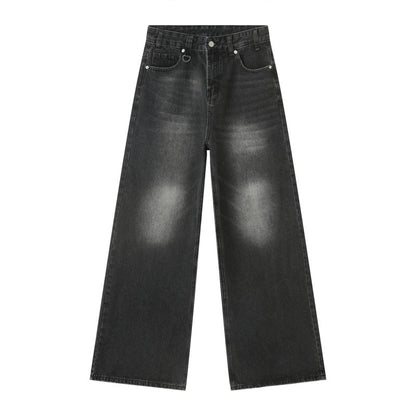 IEFB Summer Men's Denim Pants Old Blue Washed Male Jeans Straight Casual Menwear Loose Wide Leg Trousers New Fashion 9C354