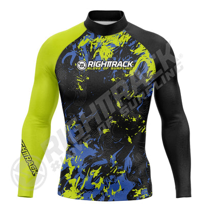 New Men's Surfing Shirt Spray Camo Lycra Rashguard RIGHTTRACK Surf Sportswear Beach UV Swimwear UPF50+ Clothes