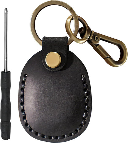 2/1 Pack Genuine Leather AirTag Keychain Holder . Secure Key Chain Case for Pet Collar Luggage Bag Full Cover Protective Keyring