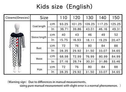 Terrifier Clown Cosplay Costume Horror Carnival Party Dress Hat Mask Killer Clowns Jumpsuit Halloween Cosplay Costumes for Kids