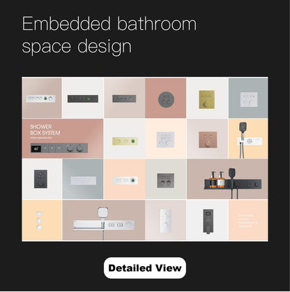 Luxury black brass wall mounted thermostatic bathroom faucet with LED digital display design, embedded hot and cold bathtub Tap