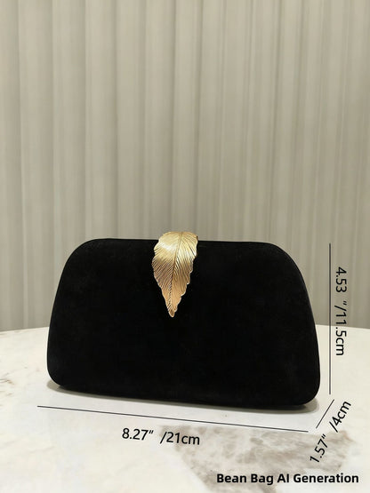 Velvet Leaf Evening Bag High Luxury Clutch Party Bag for Women Fresh Sweet Style Lock Buckle Square Shoulder Bag for Qipao