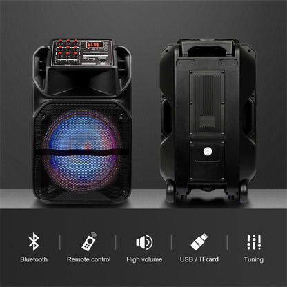 Caixa de Som Bluetooth Portátil 9000W Subwoofer 15” Graves Potentes Sistema de Festa AUX & Microfone Luz LED Karaokê de Alta Qualidade e Som Alto