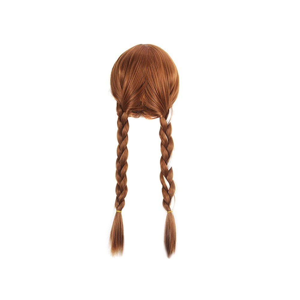 Anna Wig Children Princess Cosplay Accessories  Anna Party Headwear Synthetic Wig